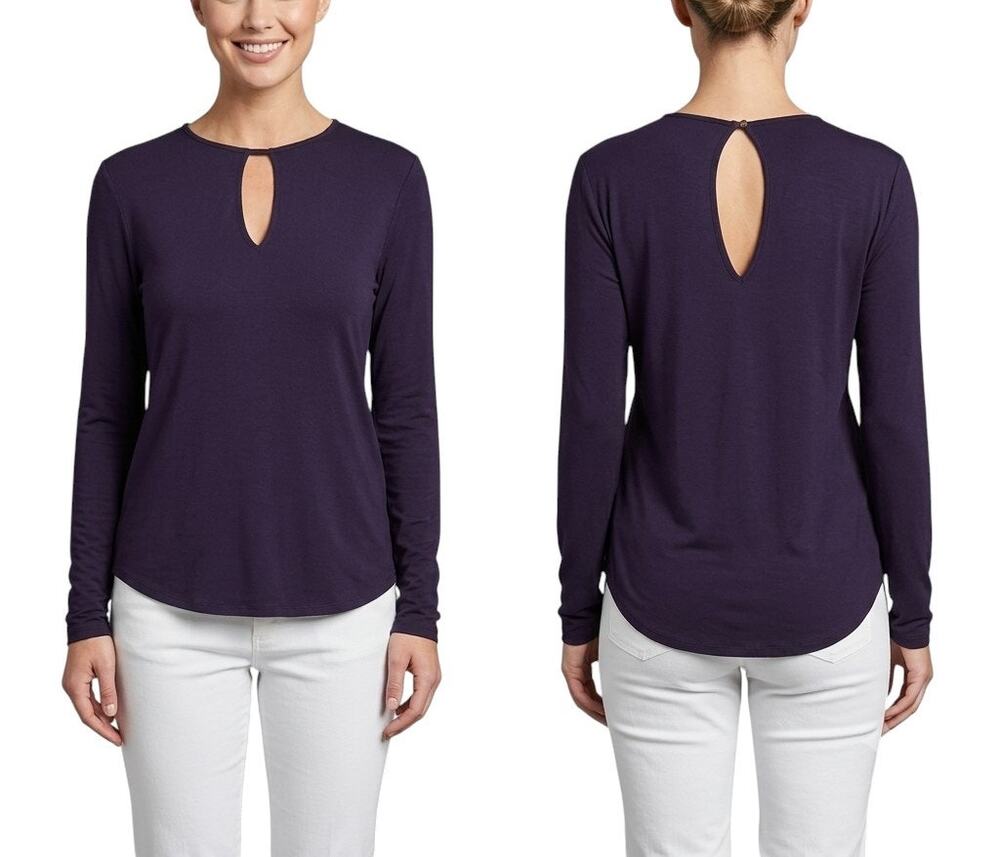 Laila Jayde Long Sleeve Keyhole Top Violet Crew Neck Size XL NWT